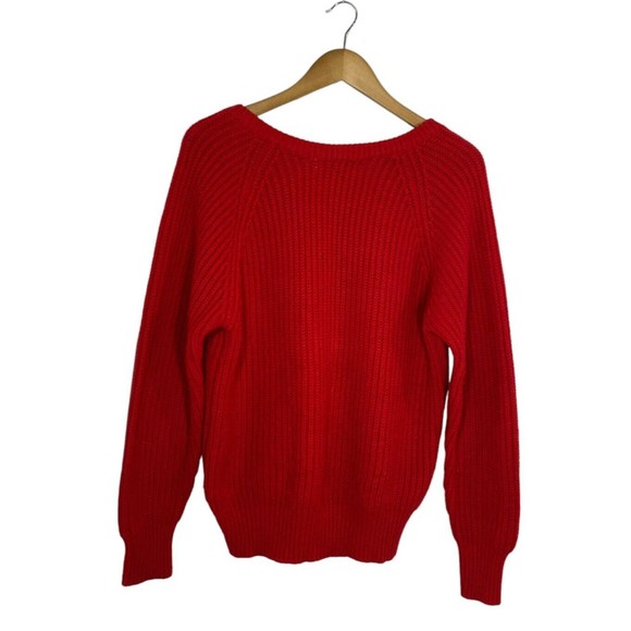 Retrospective Women's Size Small Red Knit Long Sleeve Sweater Vintage - Picture 2 of 6